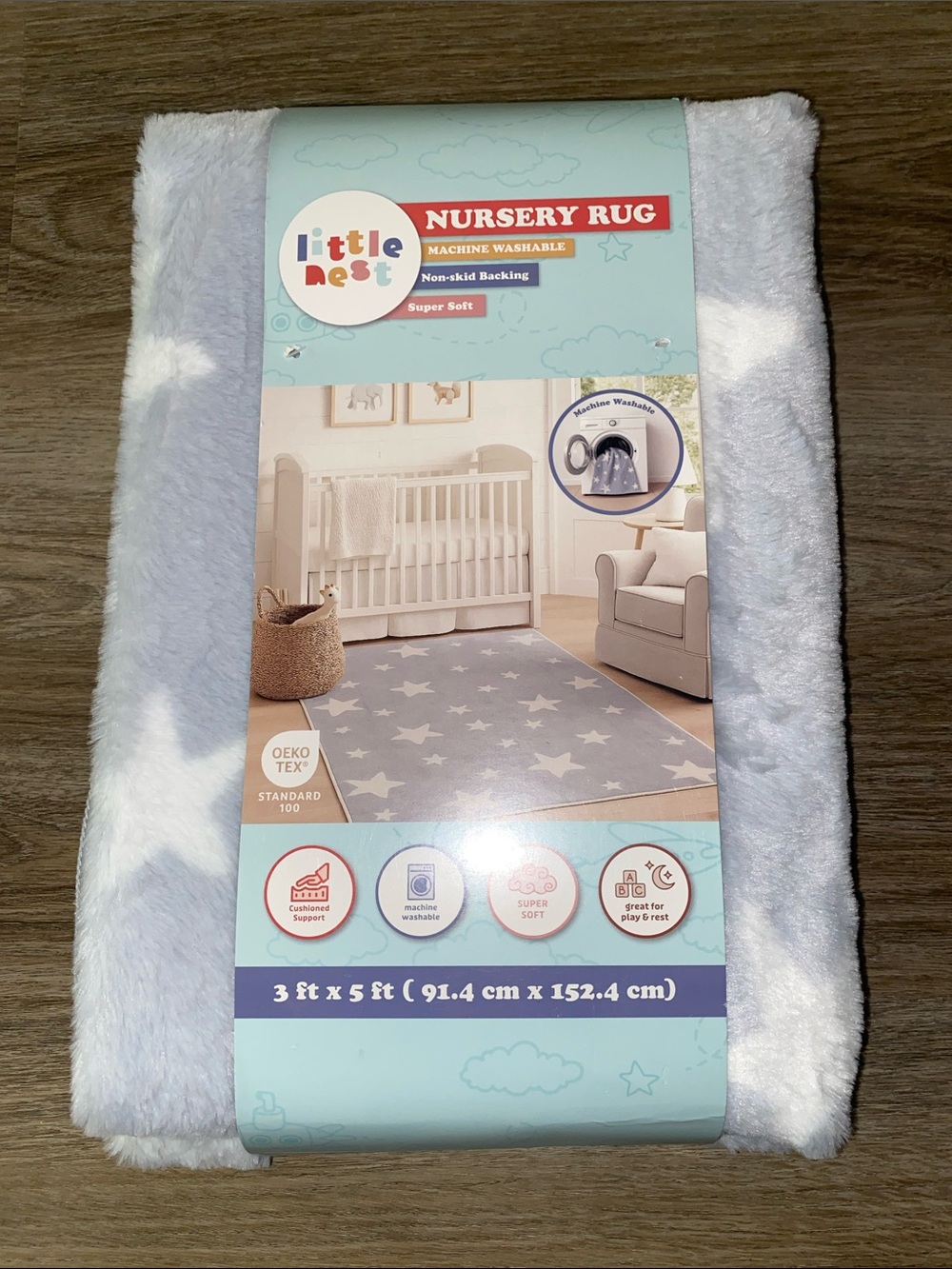 Cream & White Star Nursery Rug - Soft, Machine Washable